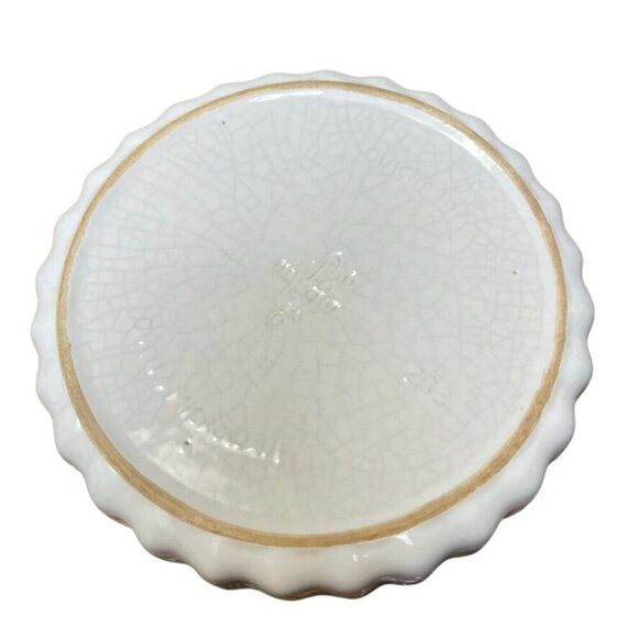 Pfaltzgraff White Ceramic Quiche Tart Baking Dish Scalloped Edge Crazing Pattern - Picture 5 of 5
